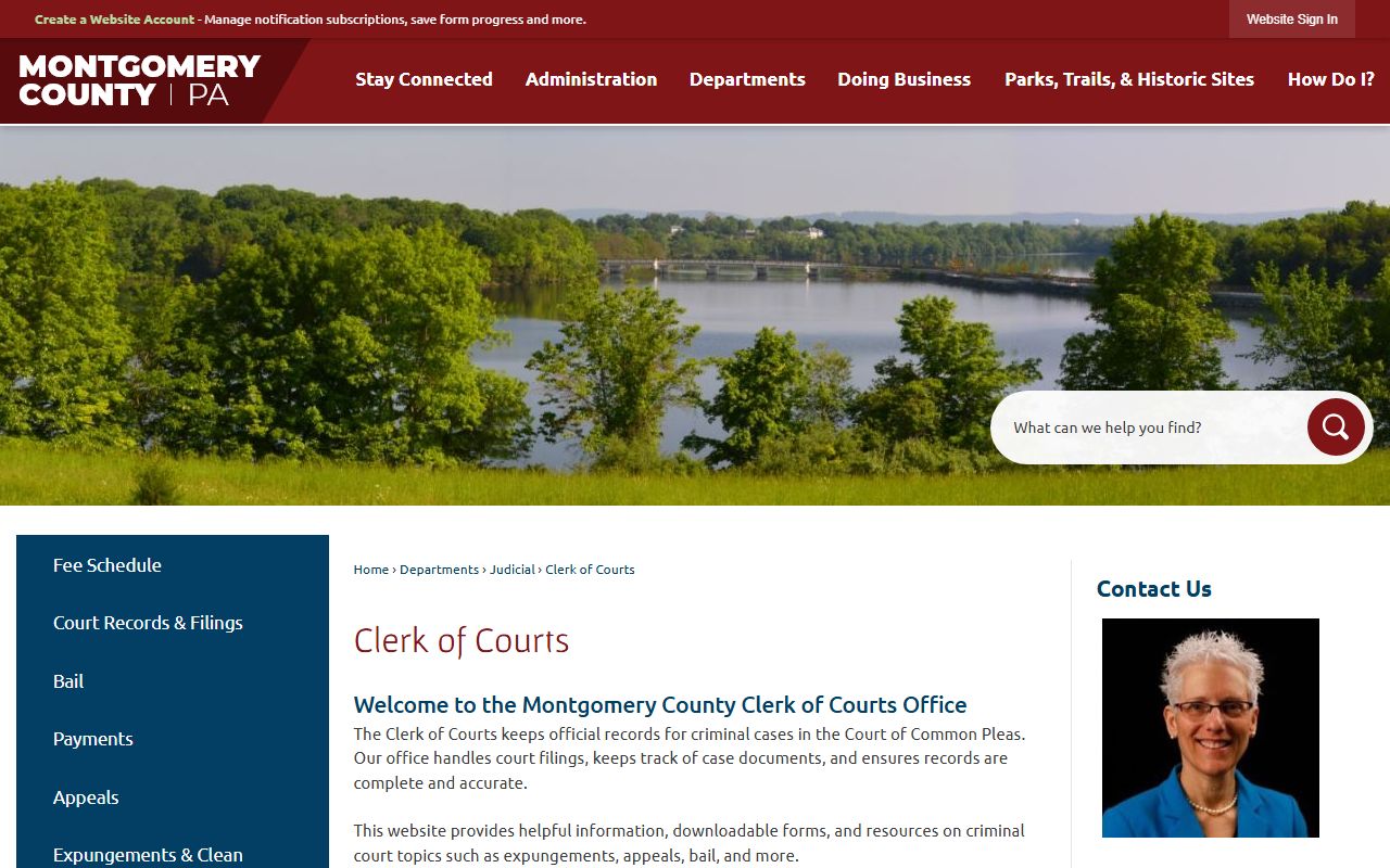 Montgomery County Clerk of Courts page for criminal court records