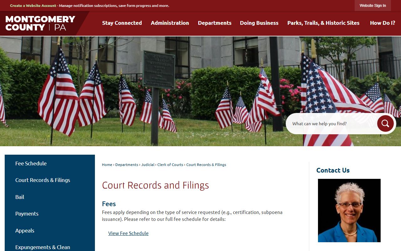 Montgomery County court records and filings page