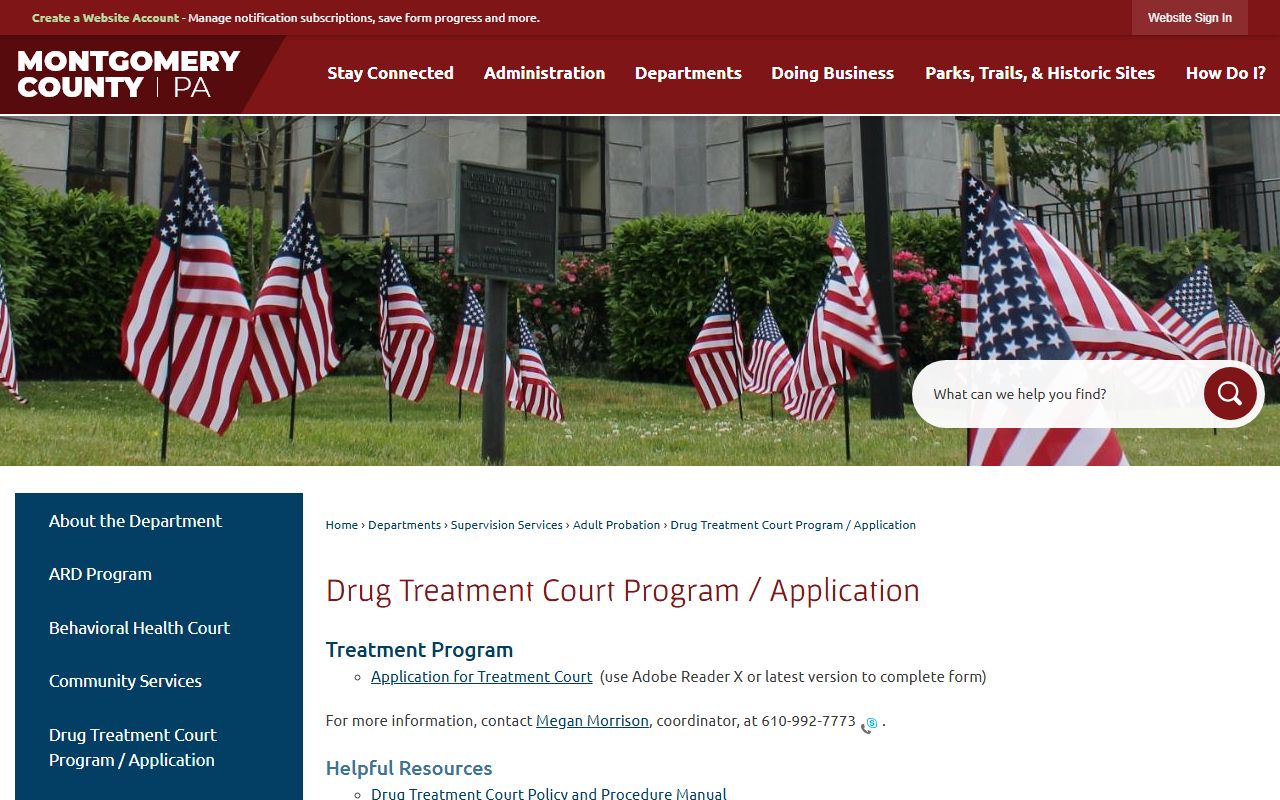 Montgomery County Drug Treatment Court application for specialty court records
