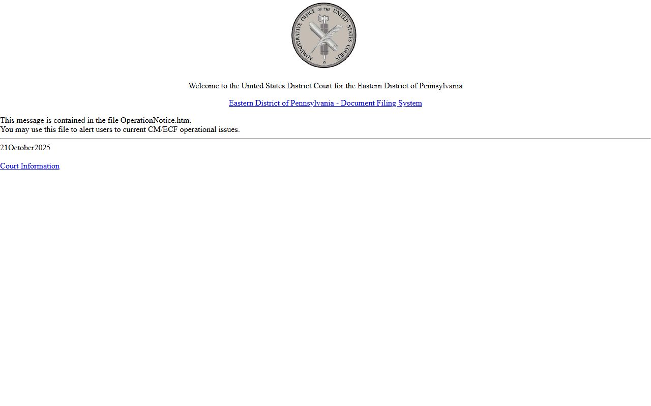 EDPA CM/ECF federal court filing system related to Montgomery County records