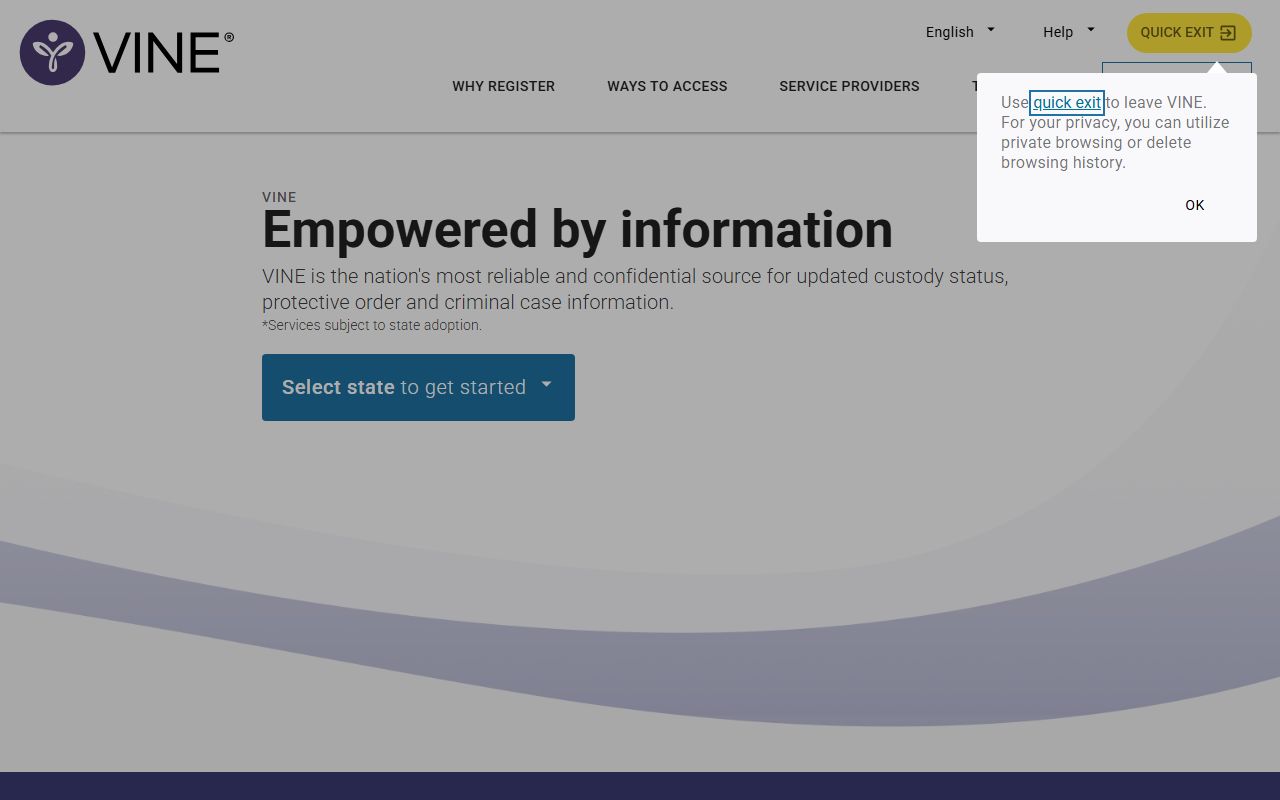 VINELink custody alert registration for Montgomery County inmate search