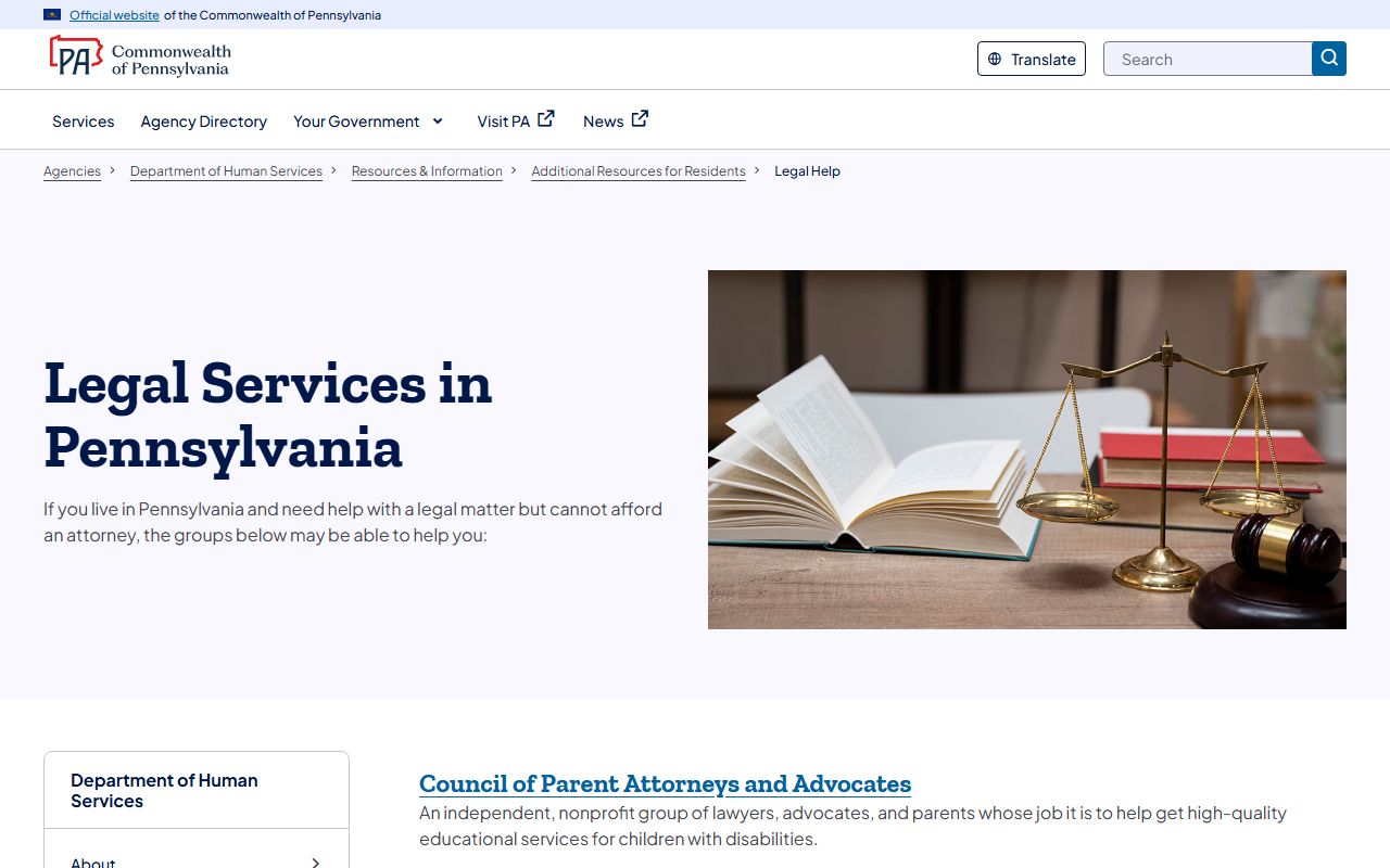 Pennsylvania DHS legal help resources for Montgomery County court matters