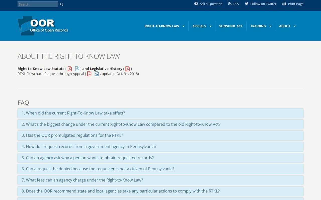 Pennsylvania Right-to-Know Law overview for Montgomery County public records